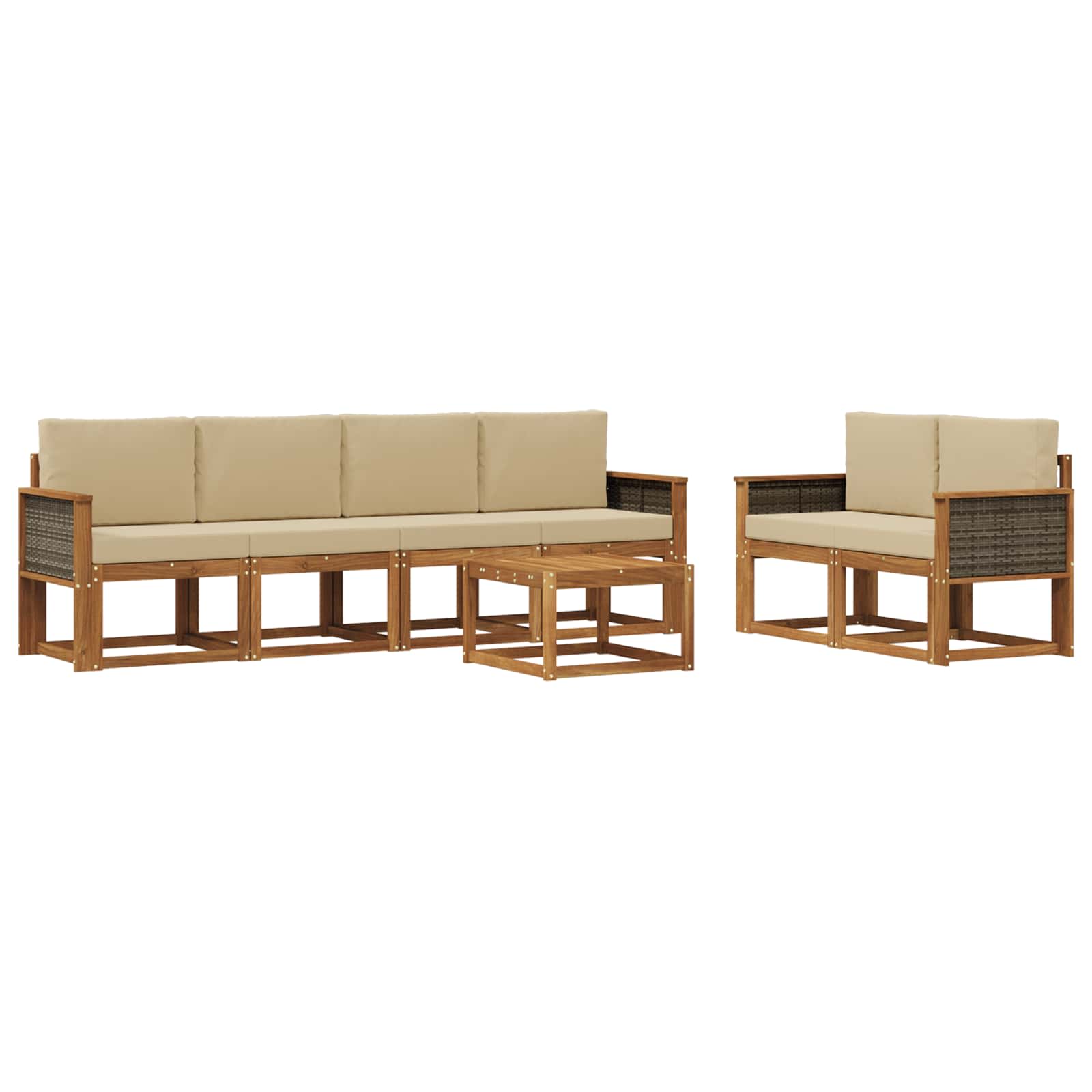 Ensemble de canapés d'extérieur avec coussin 6 pcs Naturel - XIOS