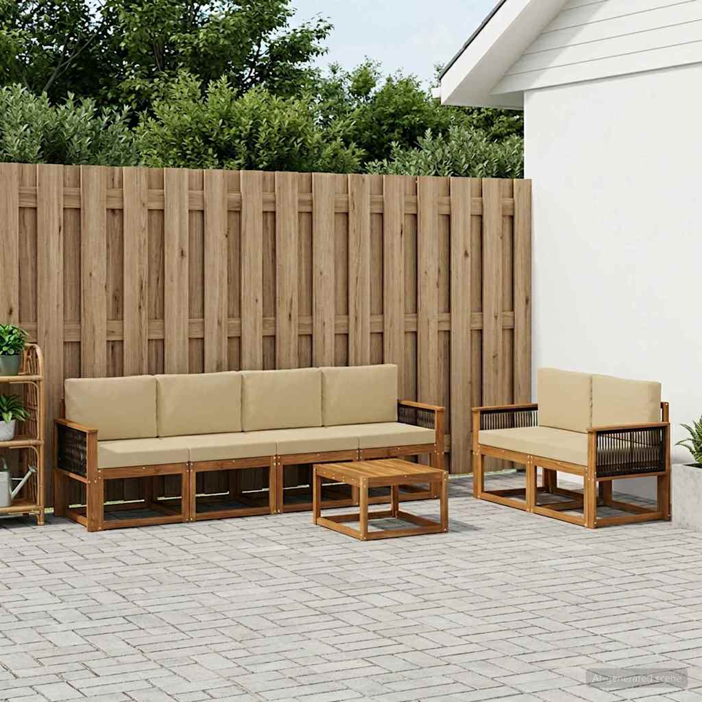 Ensemble de canapés d'extérieur avec coussin 6 pcs Naturel - XIOS