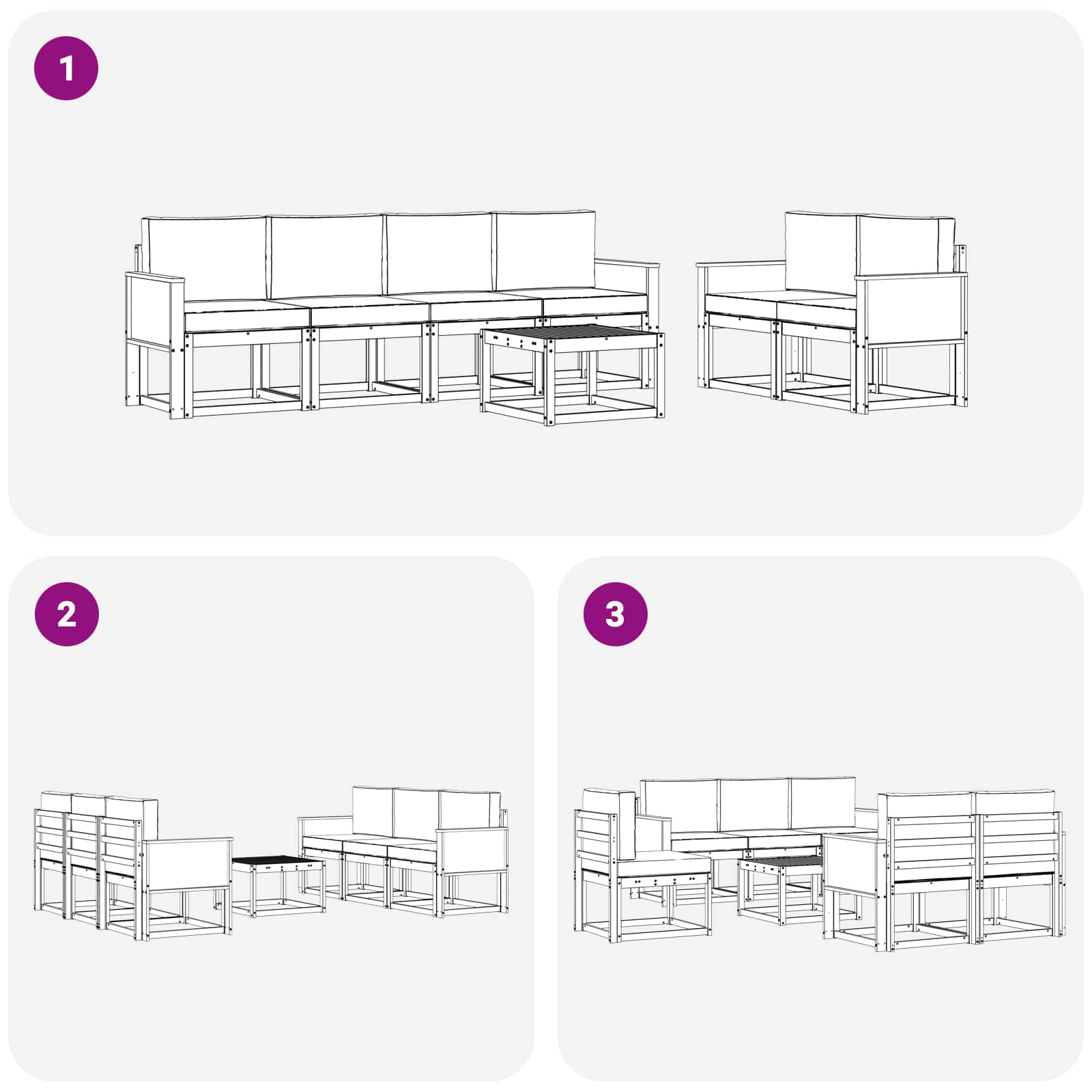 Ensemble de canapés d'extérieur 7 pcs Naturel et Anthracite - XIOS