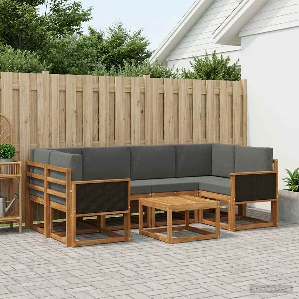 Ensemble de canapés d'extérieur 5 pc Naturel et Anthracite