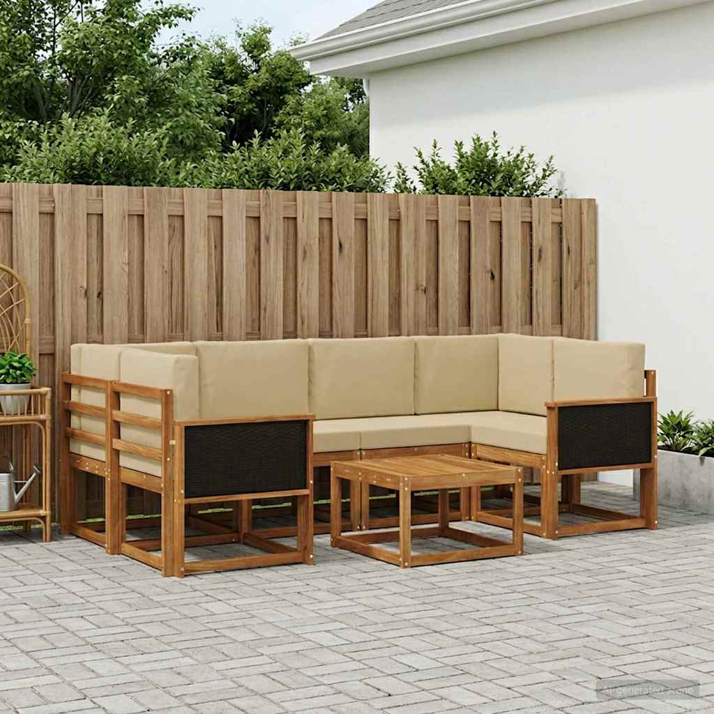 Ensemble de canapés d'extérieur avec coussin 5 pcs Naturel - XIOS