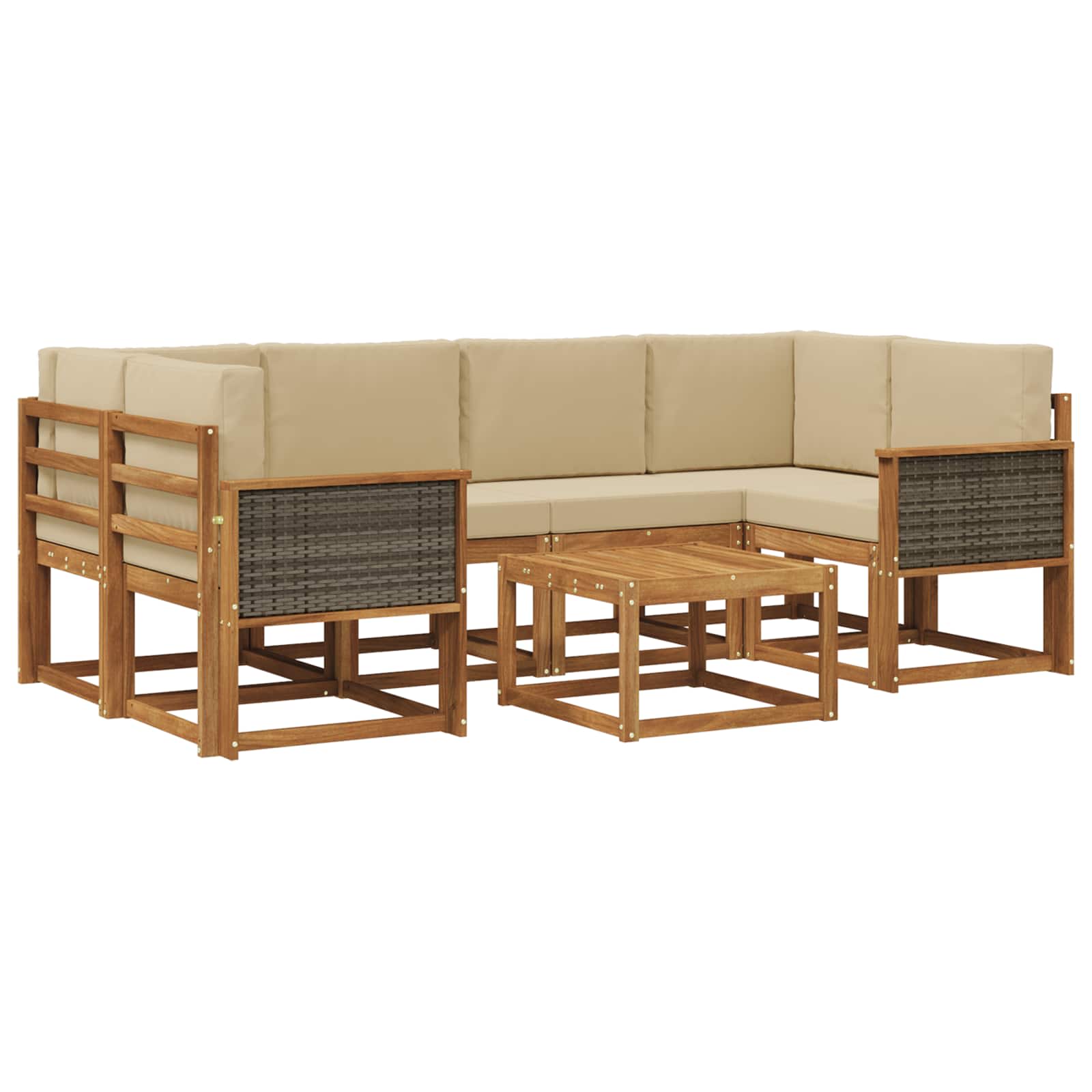 Ensemble de canapés d'extérieur avec coussin 5 pcs Naturel - XIOS