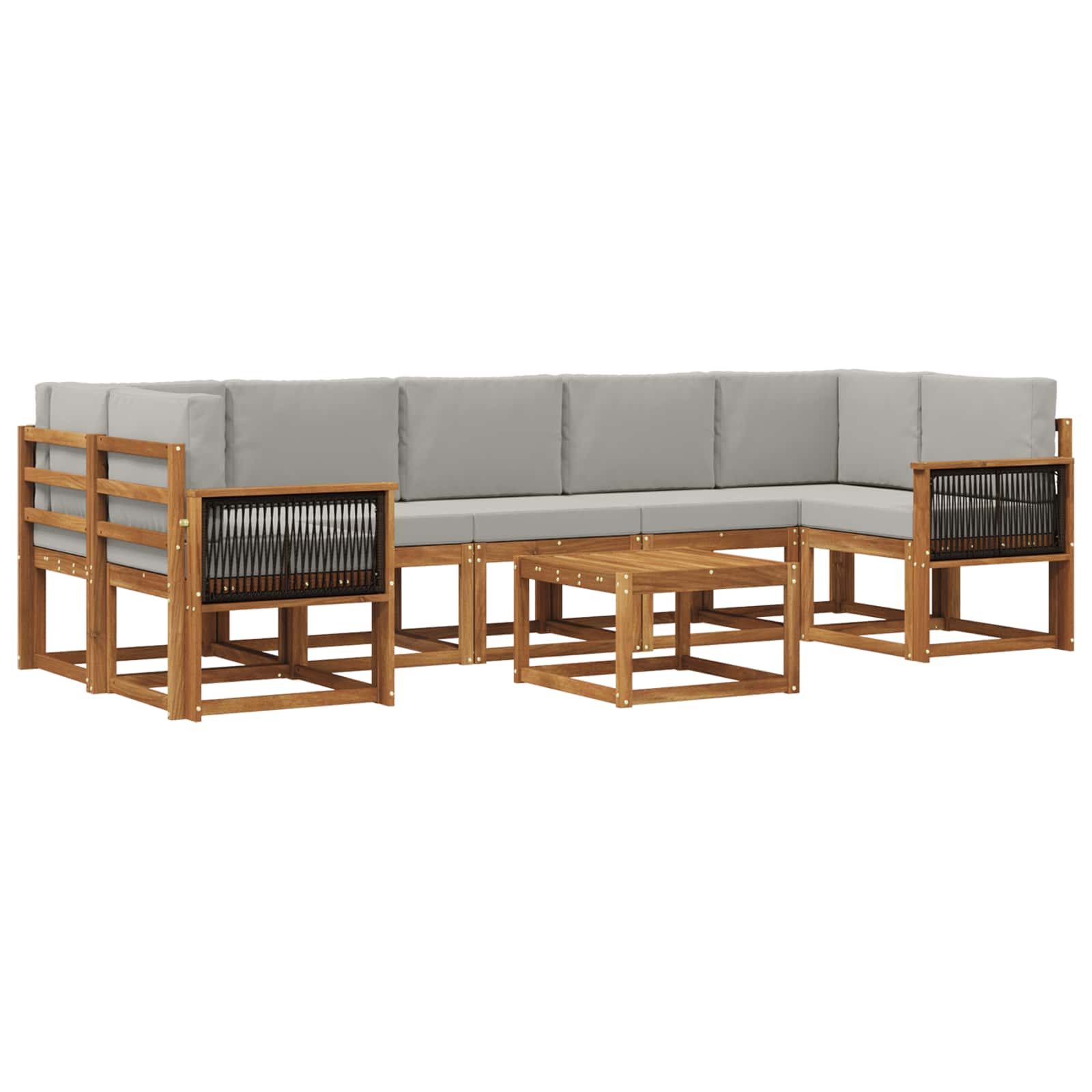 Ensemble de canapés d'extérieur 6 pcs Naturel et gris clair - XIOS