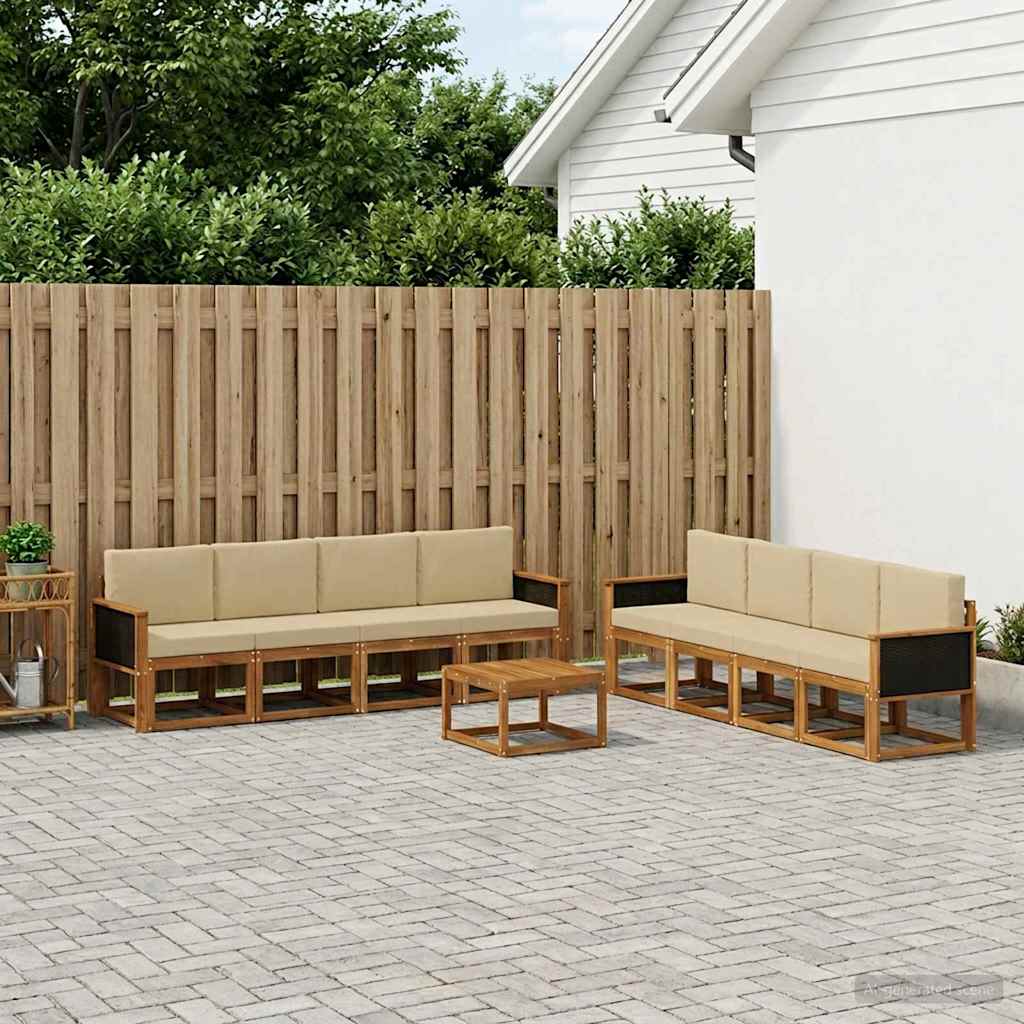Ensemble de canapés d'extérieur avec coussin 7 pcs Naturel - XIOS