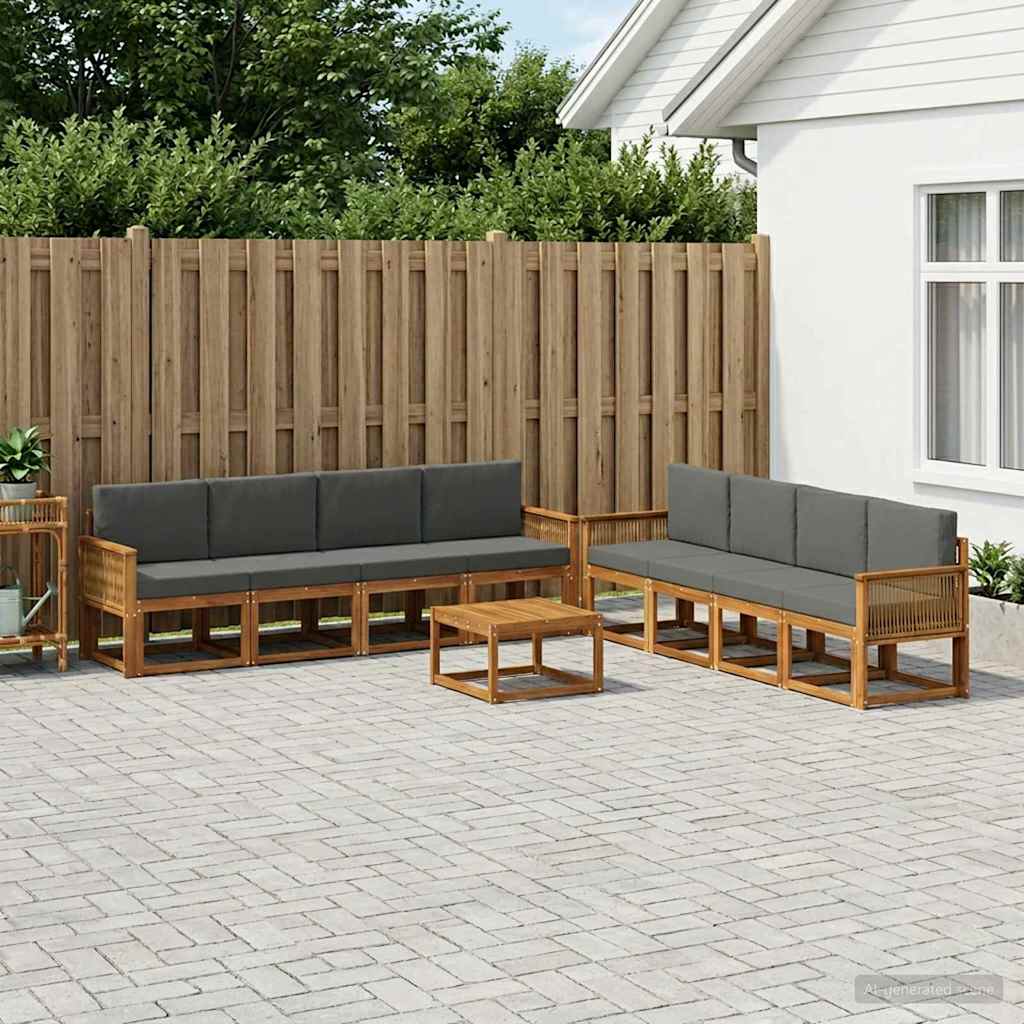 Ensemble de canapés d'extérieur 9 pcs Naturel et Anthracite - XIOS