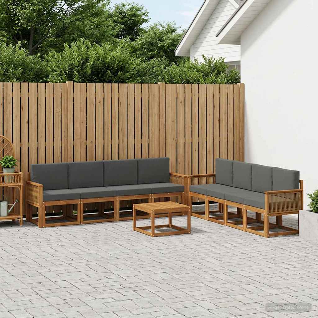 Ensemble de canapés d'extérieur 9 pcs Naturel et Anthracite - XIOS
