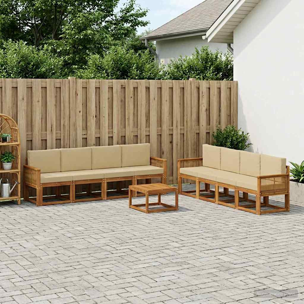 Ensemble de canapés d'extérieur 9 pcs Naturel et Beige - XIOS