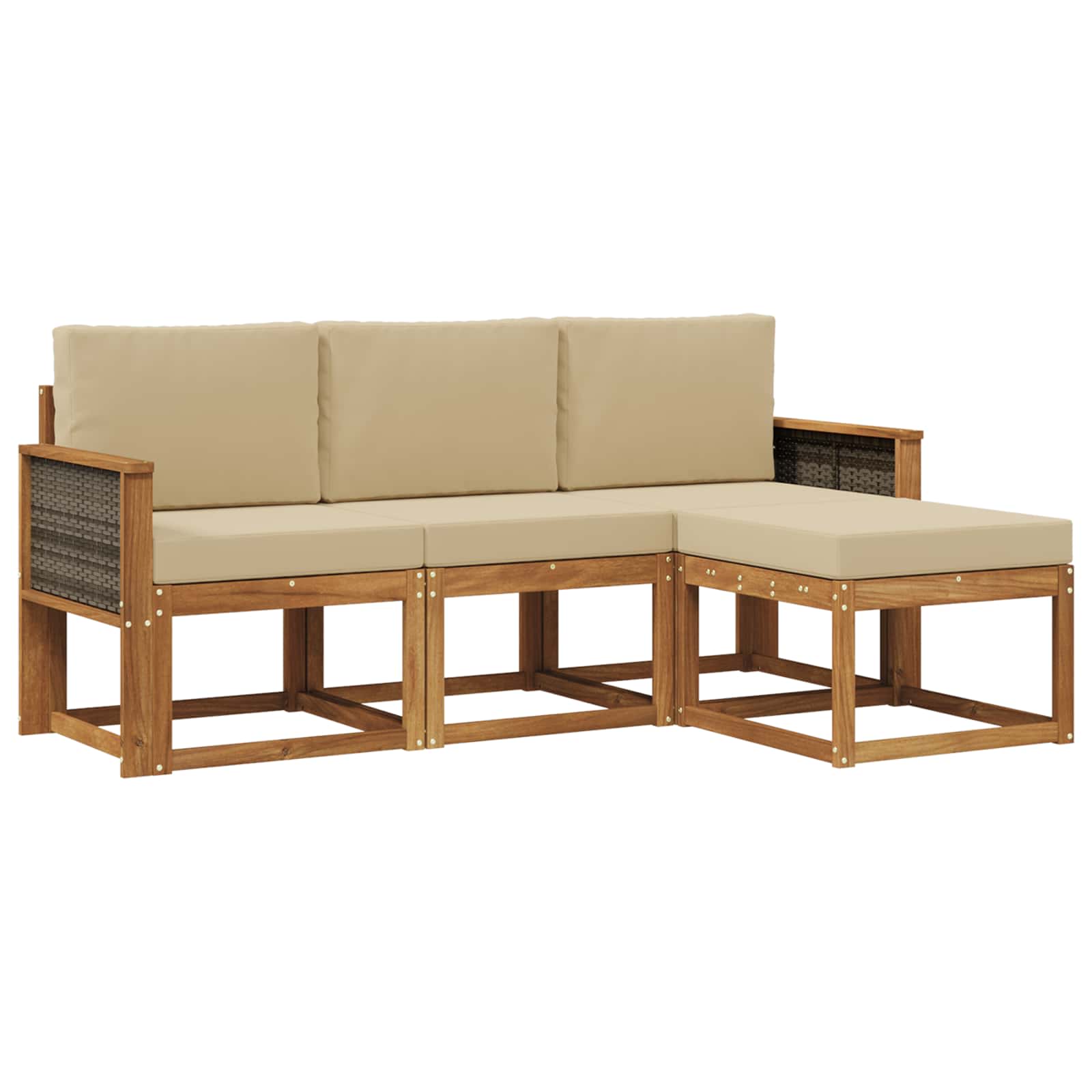 Ensemble de canapés d'extérieur avec coussin 4 pcs Naturel - XIOS