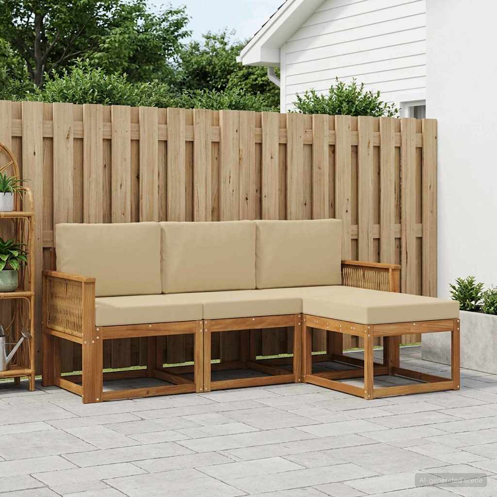 Ensemble de canapés d'extérieur 4 pcs Naturel et Beige - XIOS