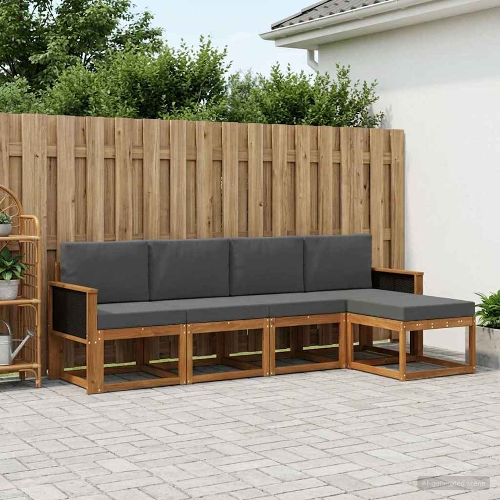 Ensemble de canapés d'extérieur 5 pcs Naturel et Anthracite - XIOS