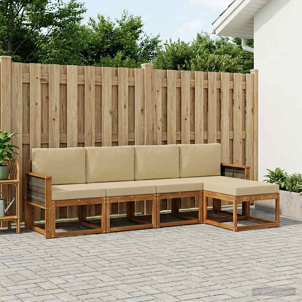 Ensemble de canapés d'extérieur 5 pcs Naturel et Beige - XIOS