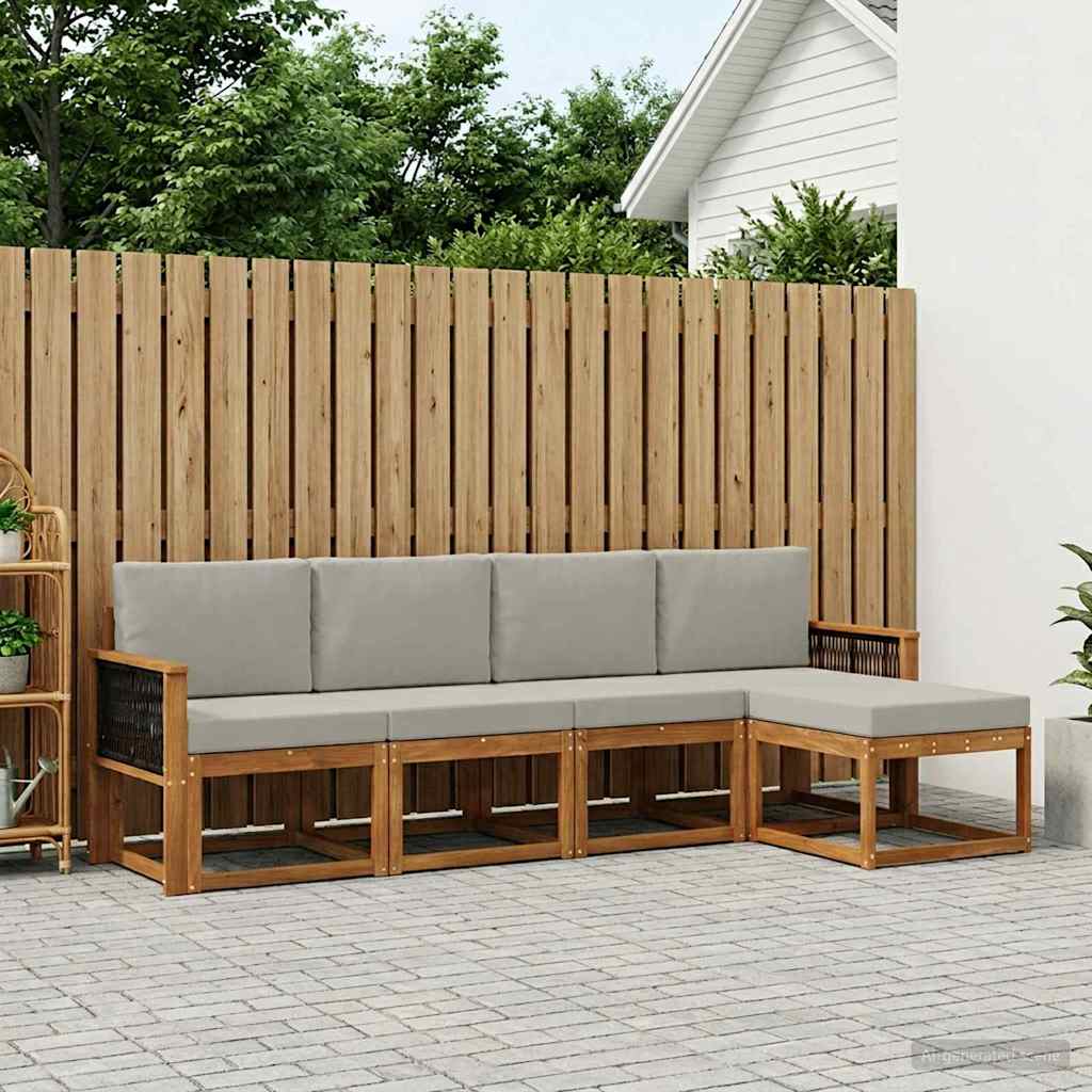 Ensemble de canapés d'extérieur 5 pcs Naturel et gris clair - XIOS