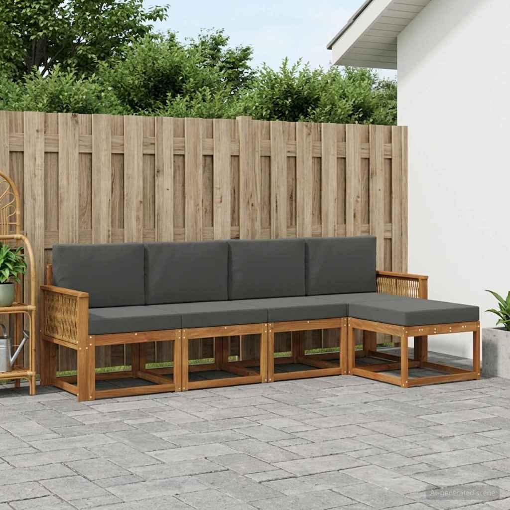 Ensemble de canapés d'extérieur 5 pcs Naturel et Anthracite - XIOS