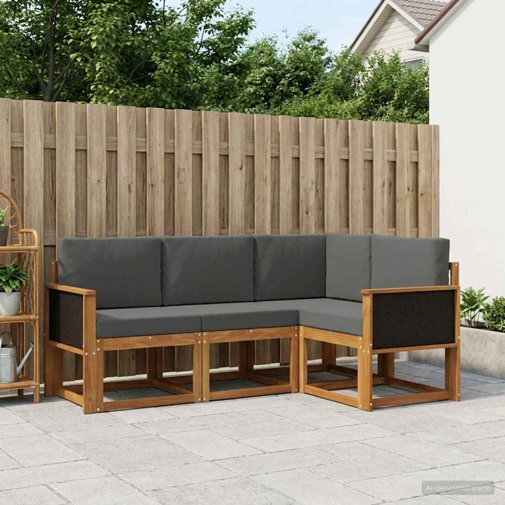 Ensemble de canapés d'extérieur 4 pcs Naturel et Anthracite - XIOS
