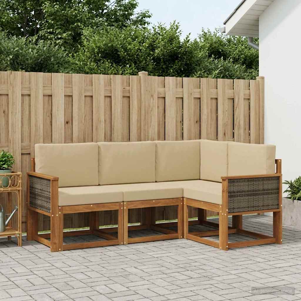 Ensemble de canapés d'extérieur 4 pcs Naturel et Beige - XIOS