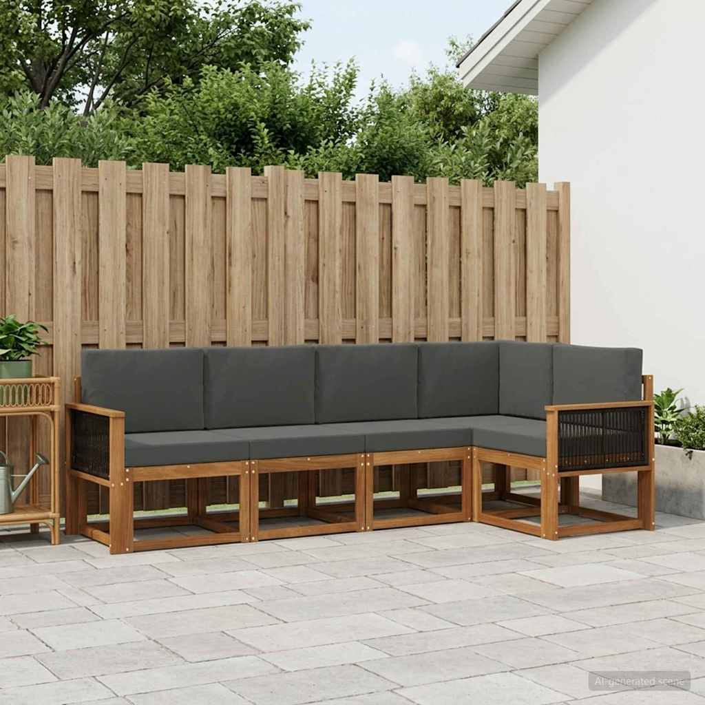 Ensemble de canapés d'extérieur 5 pcs Naturel et Anthracite - XIOS