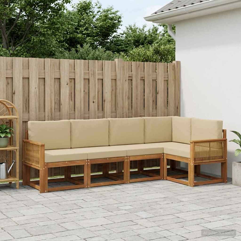 Ensemble de canapés d'extérieur 5 pcs Naturel et Beige - XIOS