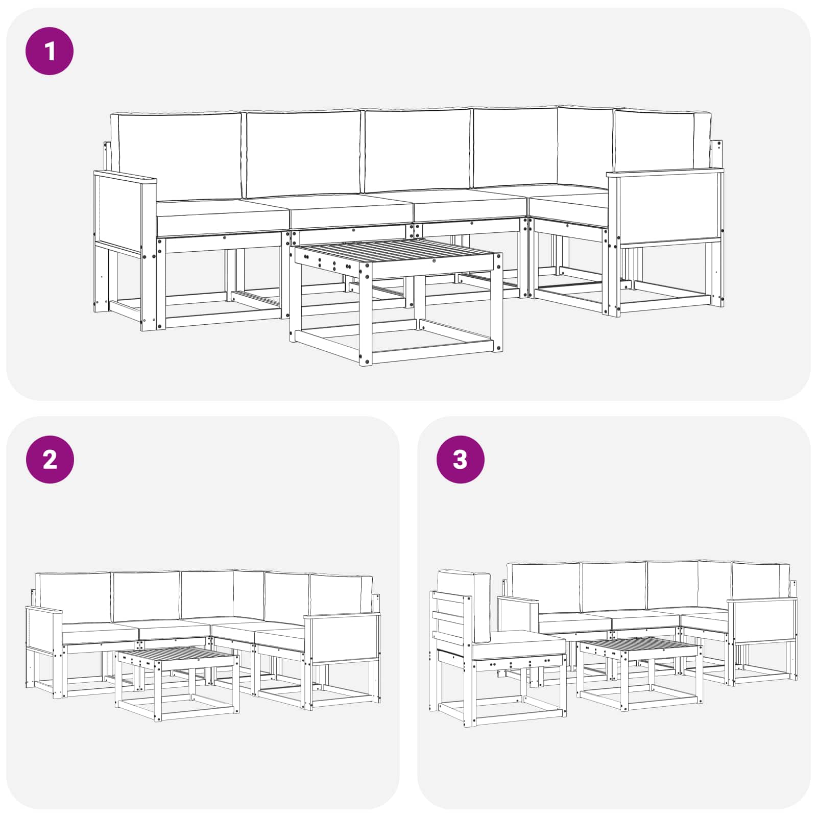 Ensemble de canapés d'extérieur 6 pcs Naturel et Anthracite - XIOS
