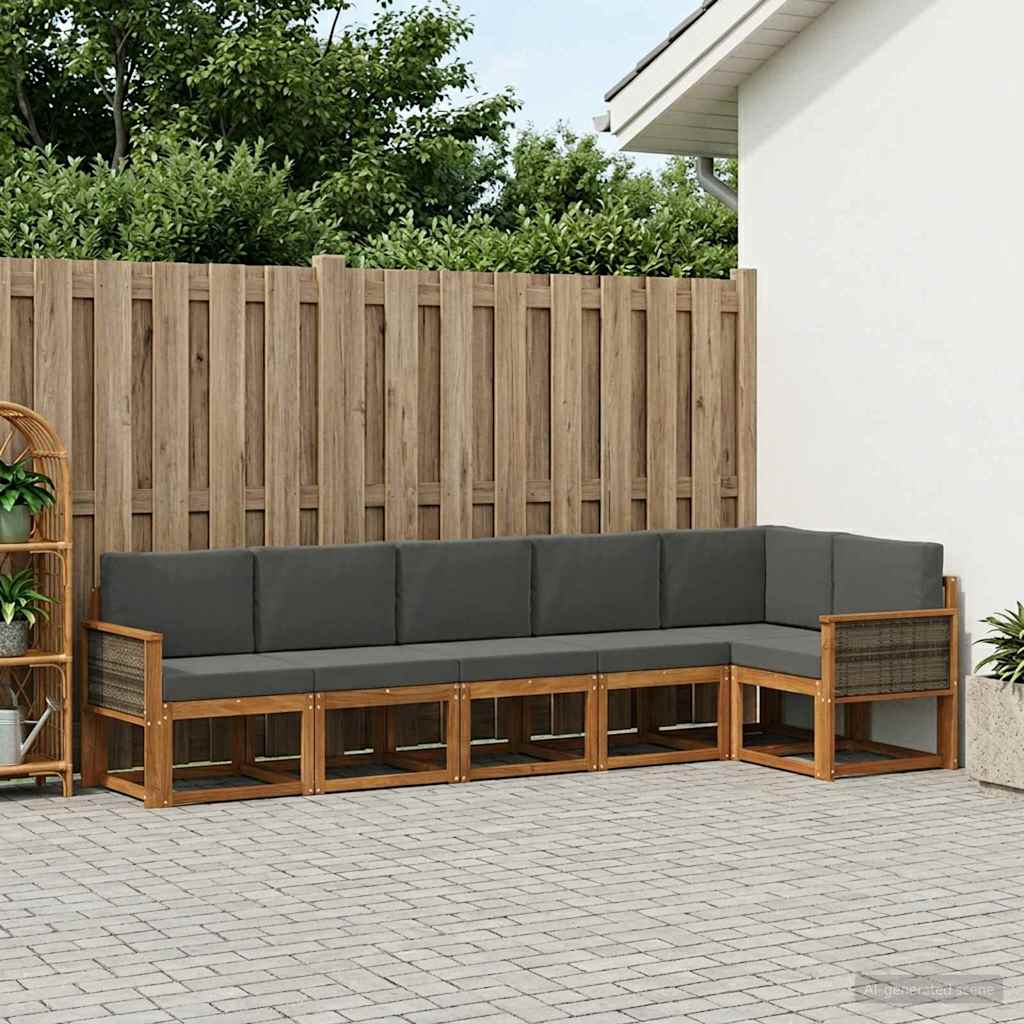 Ensemble de canapés d'extérieur 6 pcs Naturel et Anthracite - XIOS