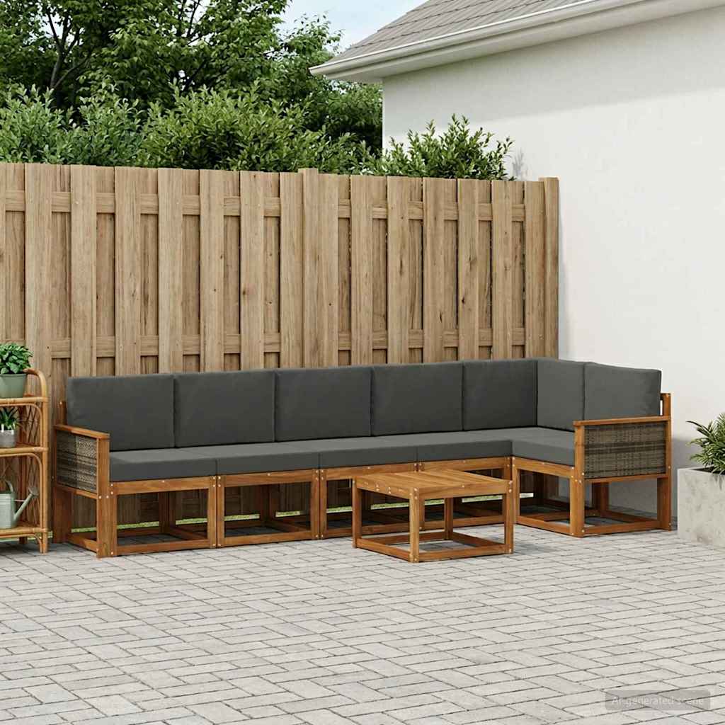 Ensemble de canapés d'extérieur 7 pcs Naturel et Anthracite - XIOS