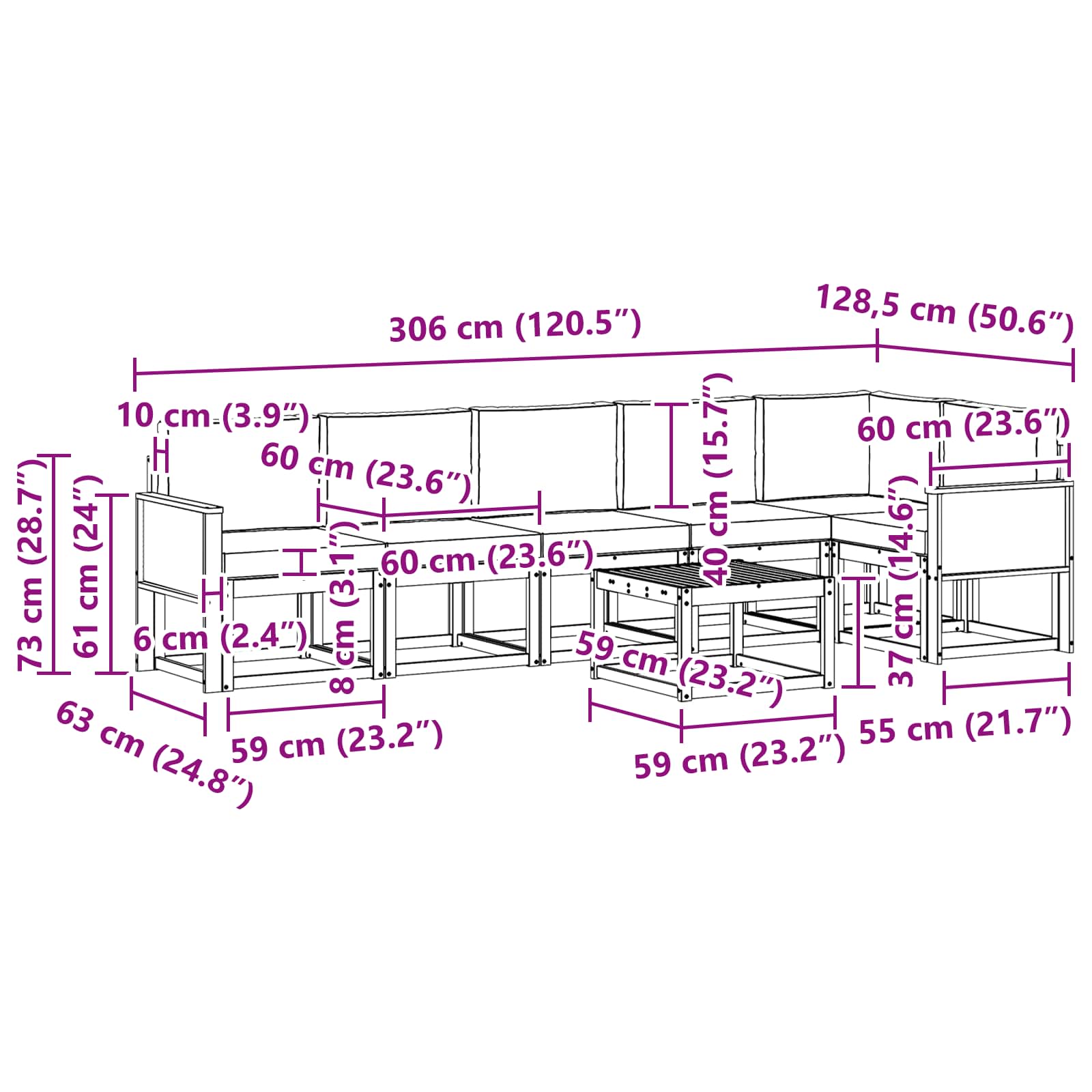 Ensemble de canapés d'extérieur 7 pcs Naturel et Beige - XIOS