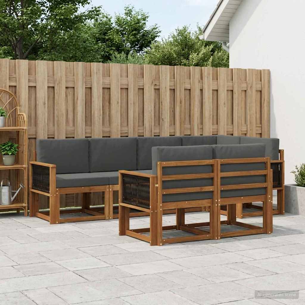 Ensemble de canapés d'extérieur 7 pcs Naturel et Anthracite - XIOS