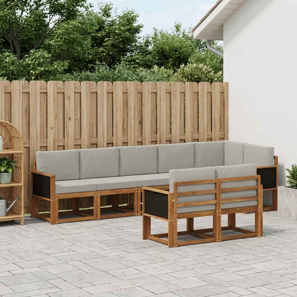 Ensemble de canapés d'extérieur 8 pcs Naturel et gris clair - XIOS