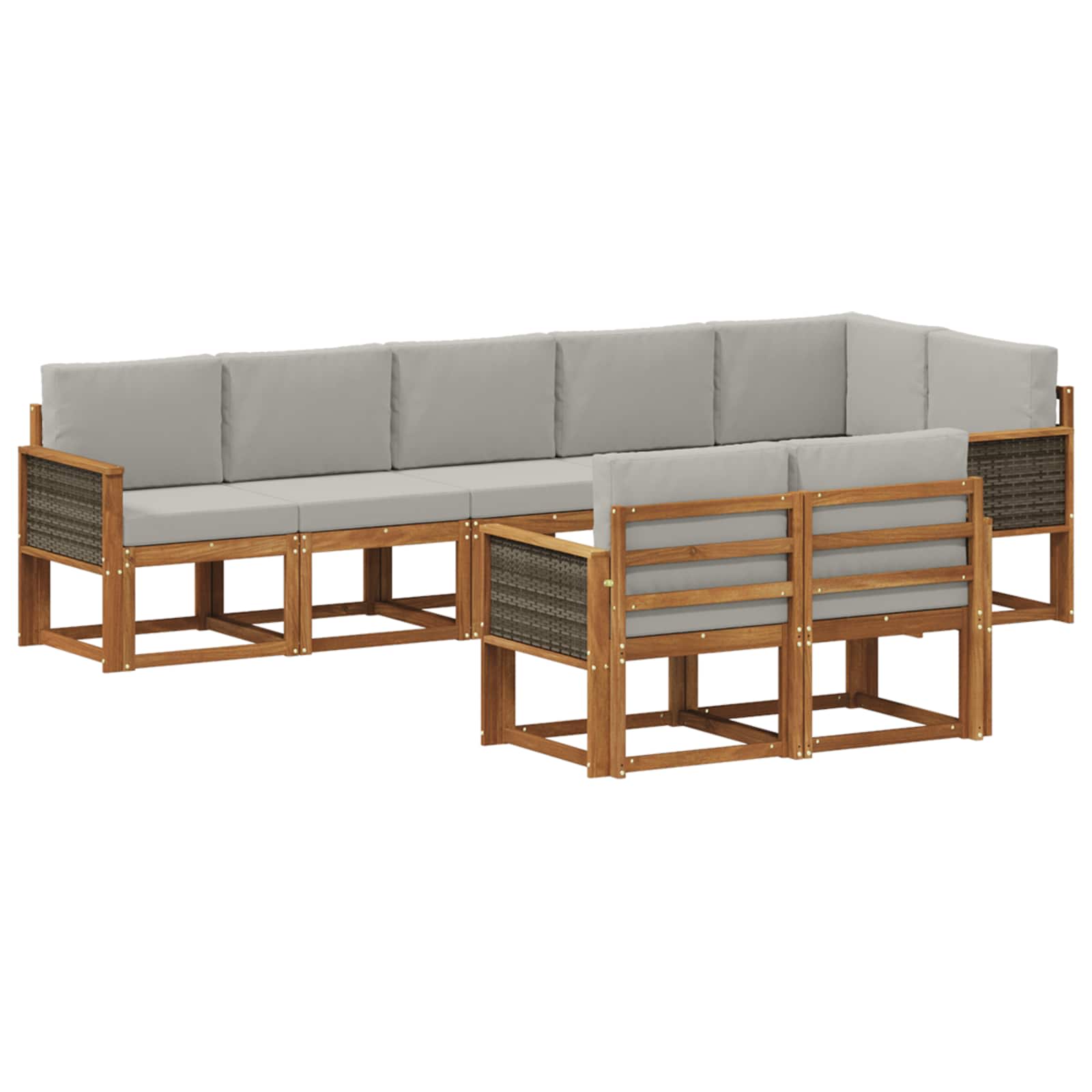 Ensemble de canapés d'extérieur 8 pcs Naturel et gris clair - XIOS