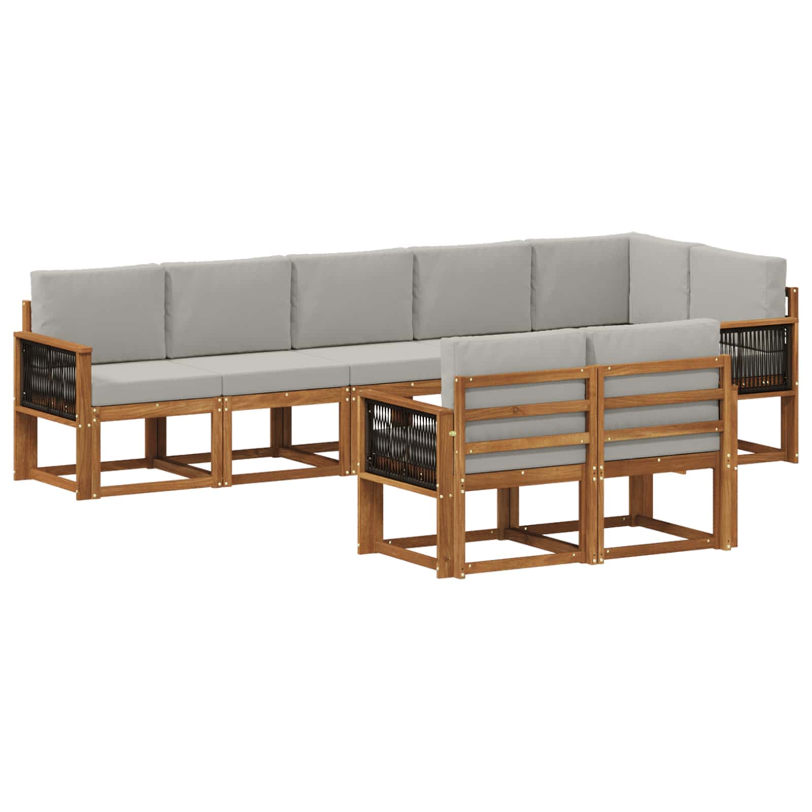 Ensemble de canapés d'extérieur 8 pcs Naturel et gris clair - XIOS