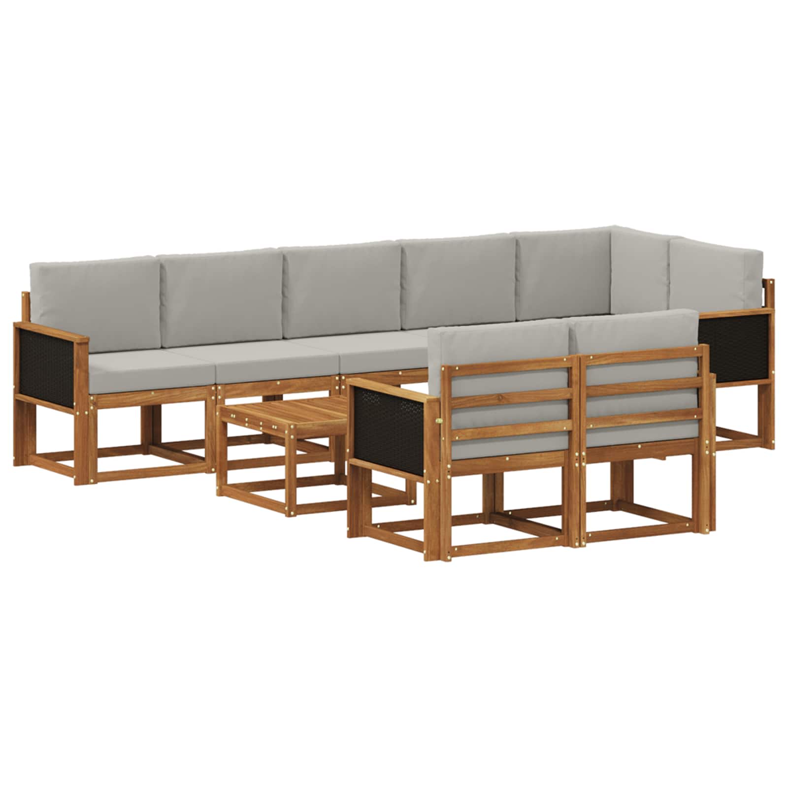 Ensemble de canapés d'extérieur 9 pcs Naturel et gris clair - XIOS
