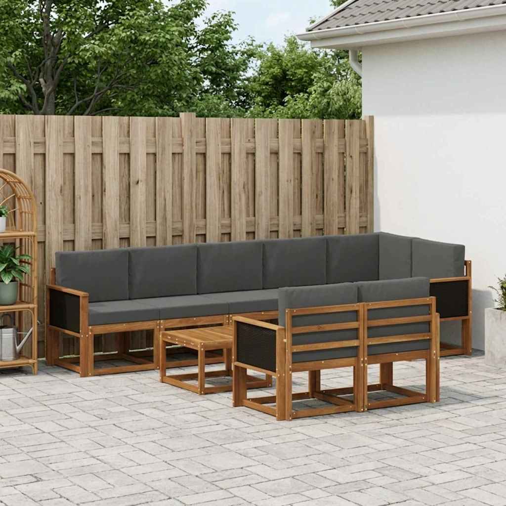 Ensemble de canapés d'extérieur 9 pcs Naturel et Anthracite - XIOS