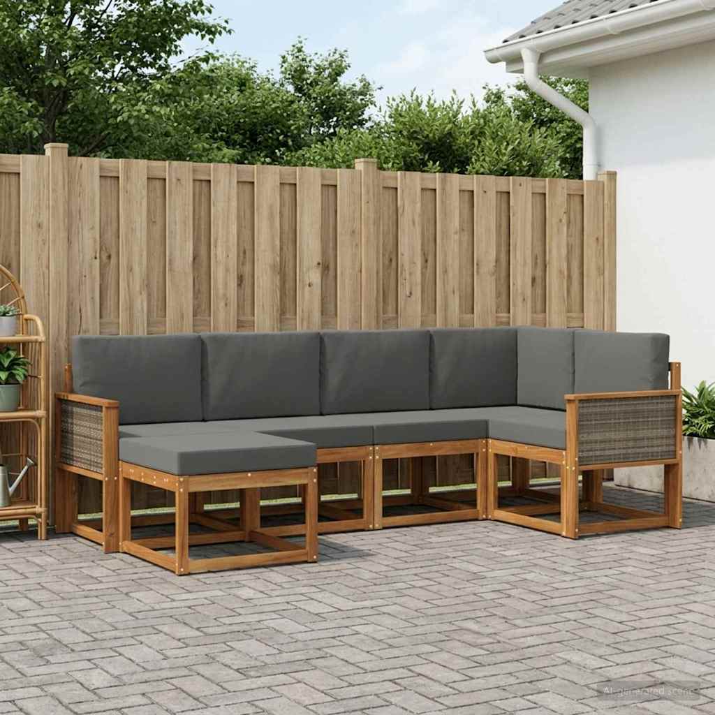 Ensemble de canapés d'extérieur 6 pcs Naturel et Anthracite - XIOS