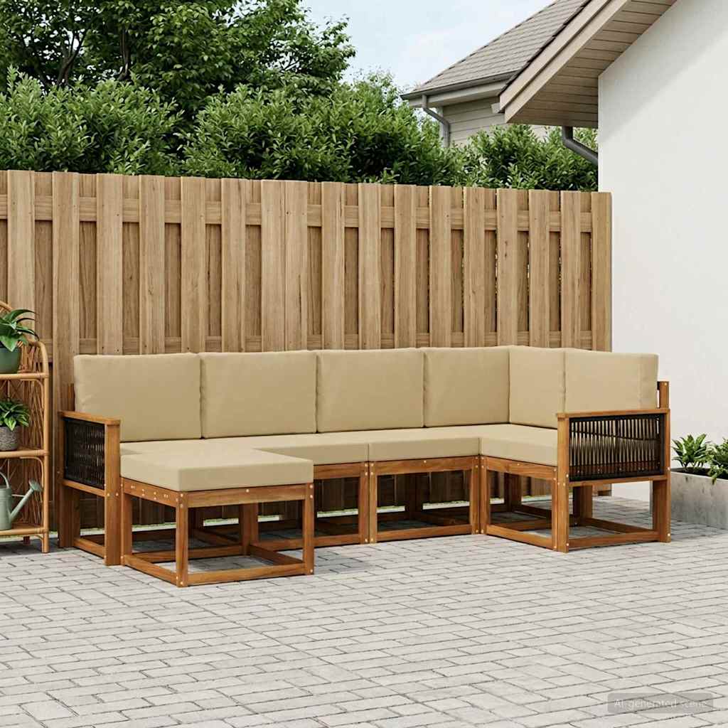 Ensemble de canapés d'extérieur 6 pcs Naturel et Beige - XIOS