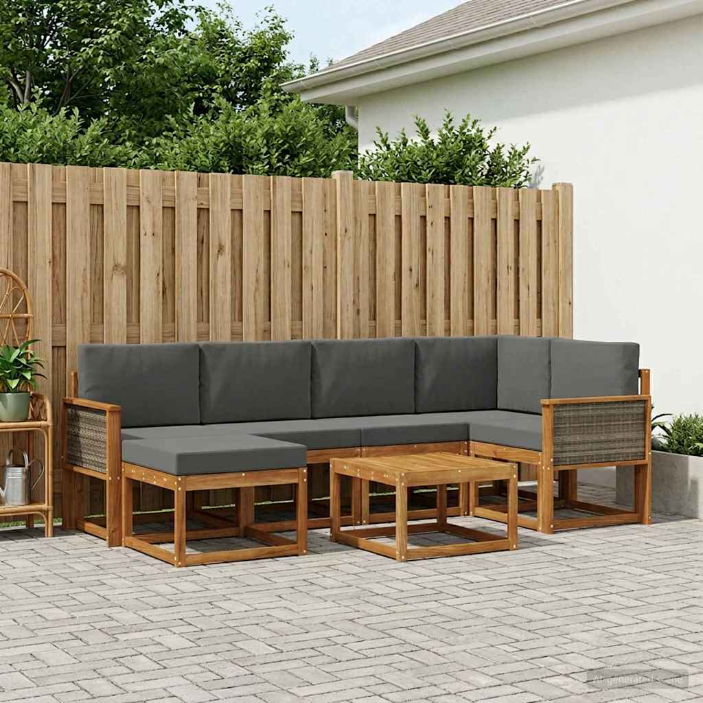 Ensemble de canapés d'extérieur 7 pcs Naturel et Anthracite - XIOS