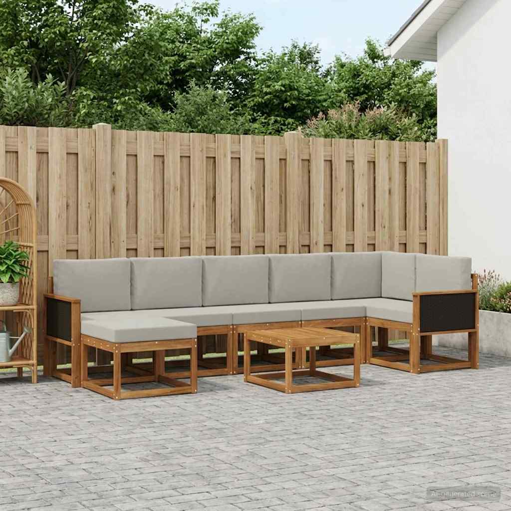 Ensemble de canapés d'extérieur 8 pcs Naturel et gris clair - XIOS