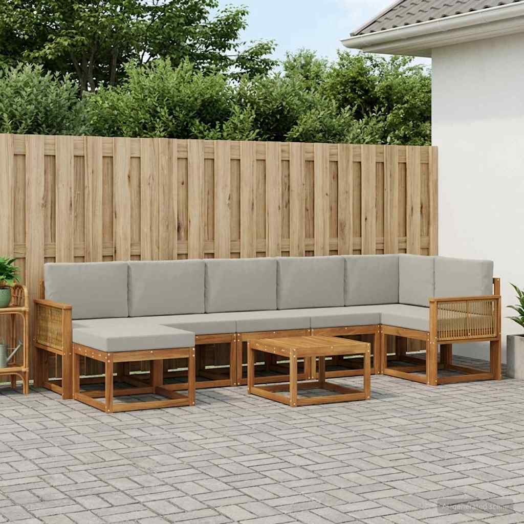 Ensemble de canapés d'extérieur 8 pcs Naturel et gris clair - XIOS