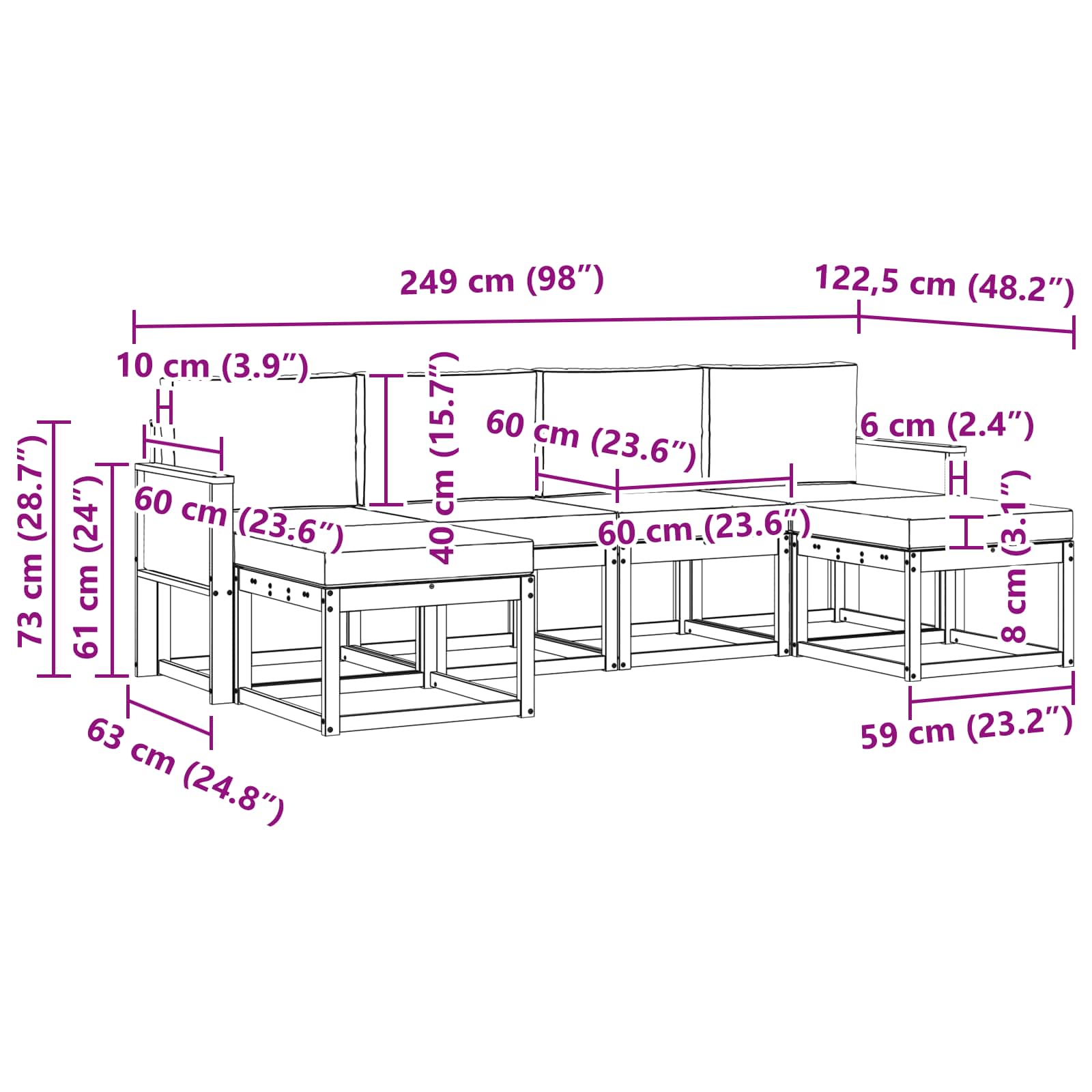 Ensemble de canapés d'extérieur 6 pcs Naturel et Crème - XIOS
