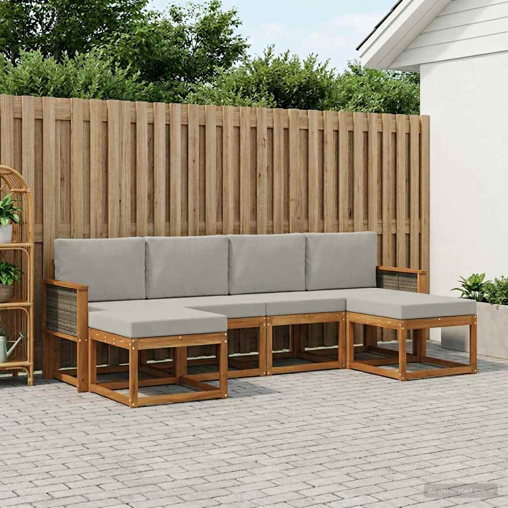 Ensemble de canapés d'extérieur 6 pcs Naturel et gris clair - XIOS