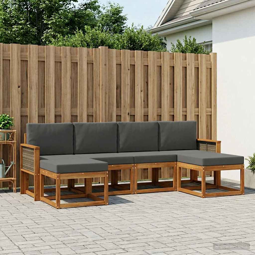 Ensemble de canapés d'extérieur 6 pcs Naturel et Anthracite - XIOS