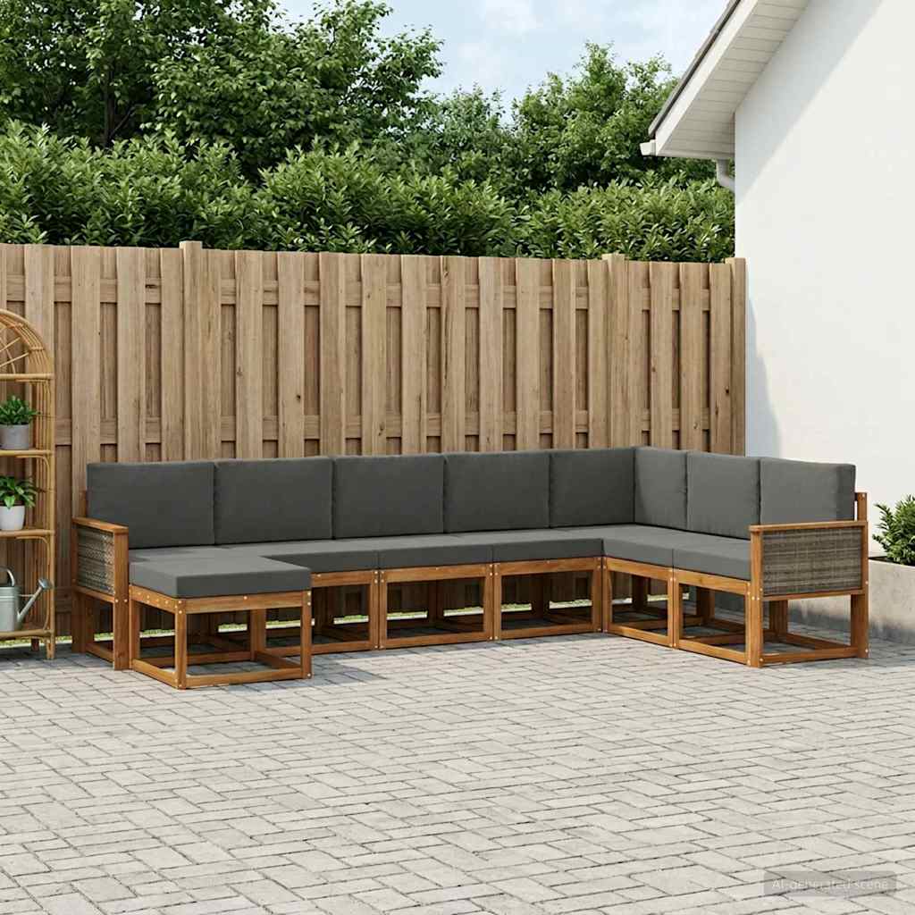 Ensemble de canapés d'extérieur 8 pcs Naturel et Anthracite - XIOS