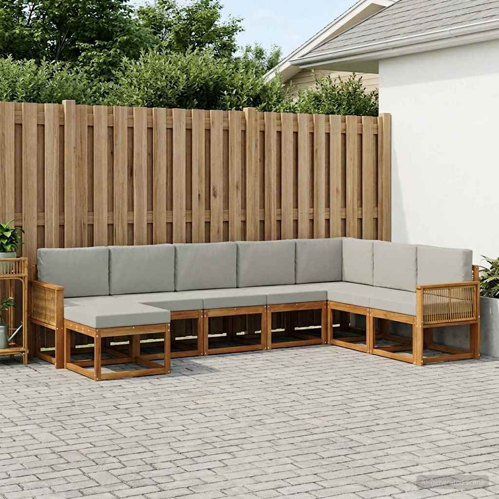Ensemble de canapés d'extérieur 8 pcs Naturel et gris clair - XIOS