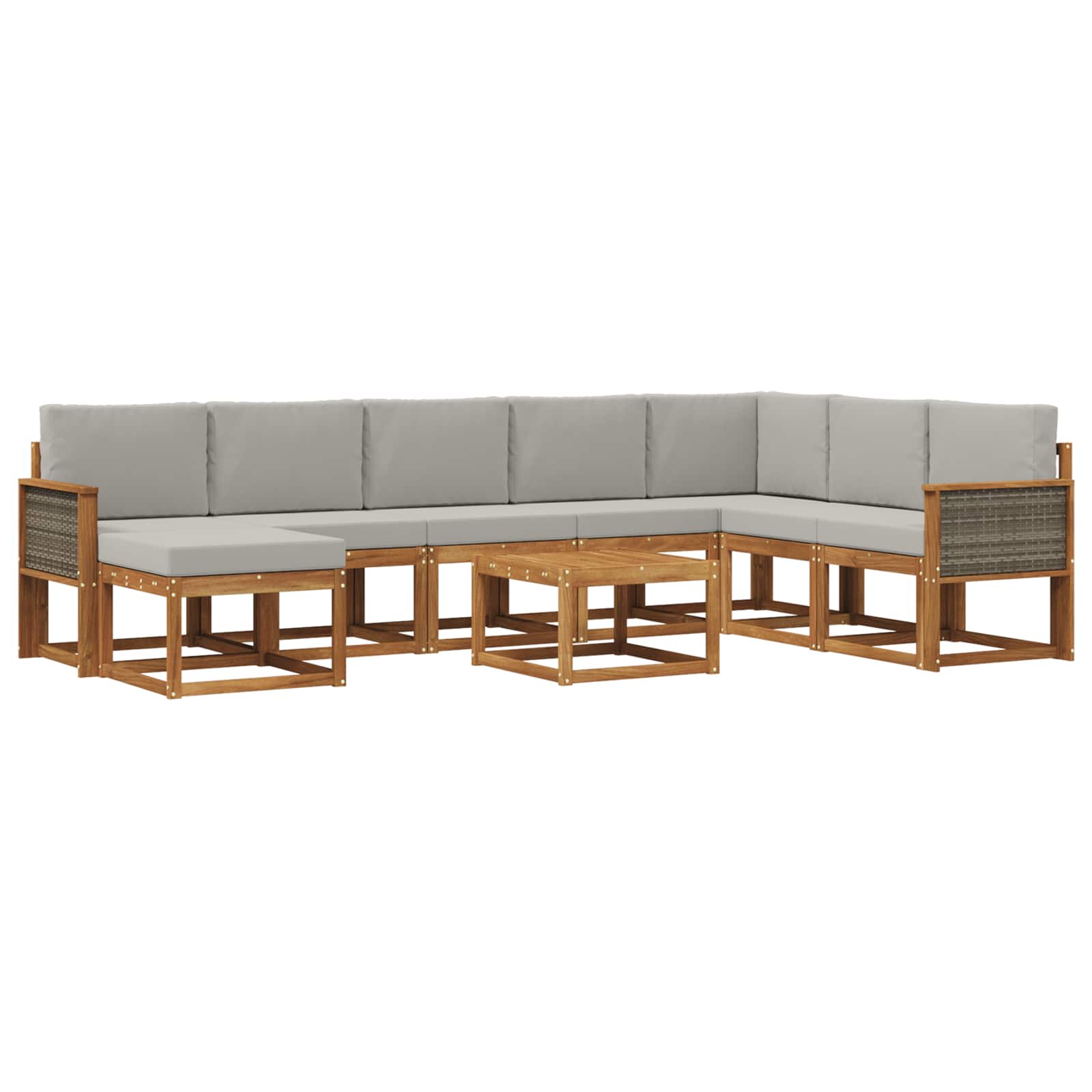 Ensemble de canapés d'extérieur 9 pcs Naturel et gris clair - XIOS