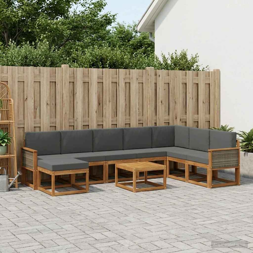 Ensemble de canapés d'extérieur 9 pcs Naturel et Anthracite - XIOS