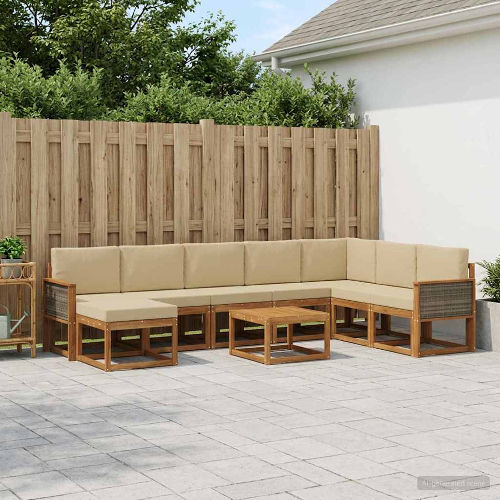 Ensemble de canapés d'extérieur 9 pcs Naturel et Beige - XIOS