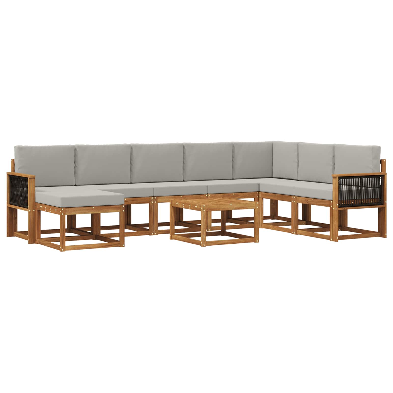 Ensemble de canapés d'extérieur 9 pcs Naturel et gris clair - XIOS