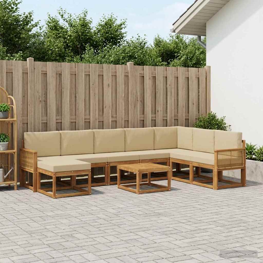 Ensemble de canapés d'extérieur 9 pcs Naturel et Beige - XIOS