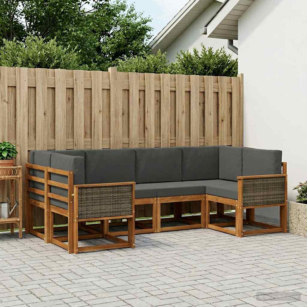 Ensemble de canapés d'extérieur 6 pcs Naturel et Anthracite - XIOS