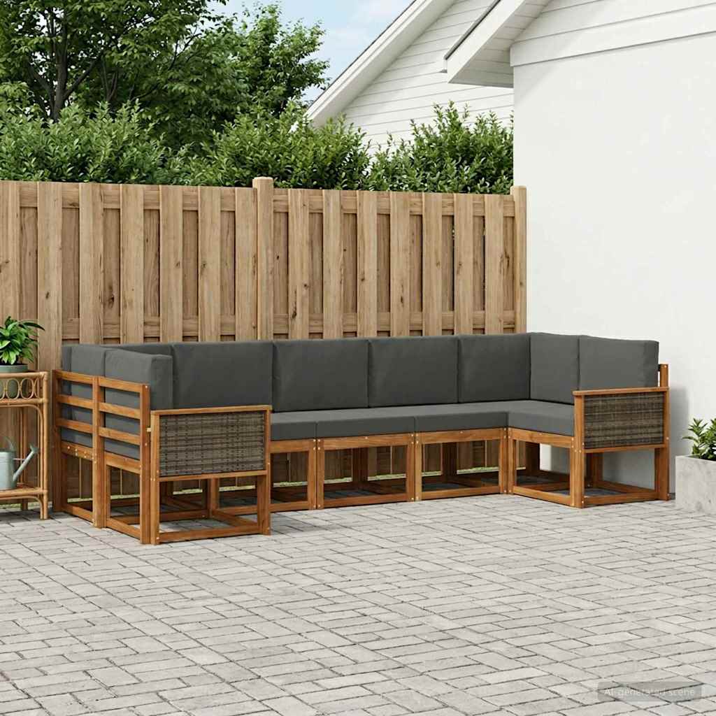 Ensemble de canapés d'extérieur 7 pcs Naturel et Anthracite - XIOS