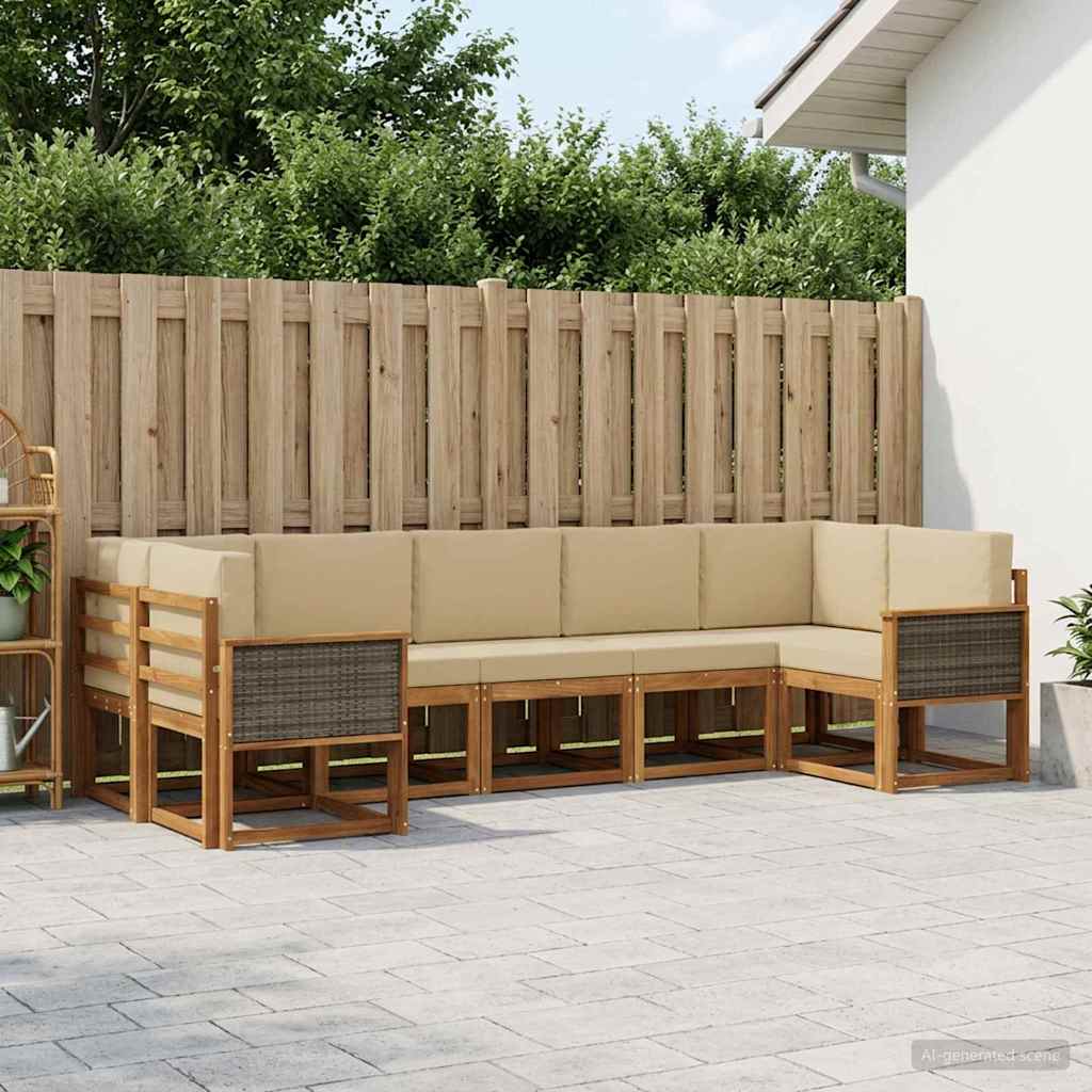 Ensemble de canapés d'extérieur 7 pcs Naturel et Beige - XIOS