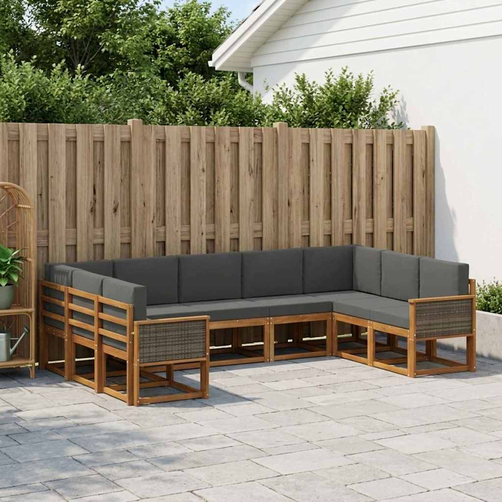 Ensemble de canapés d'extérieur 9 pcs Naturel et Anthracite - XIOS